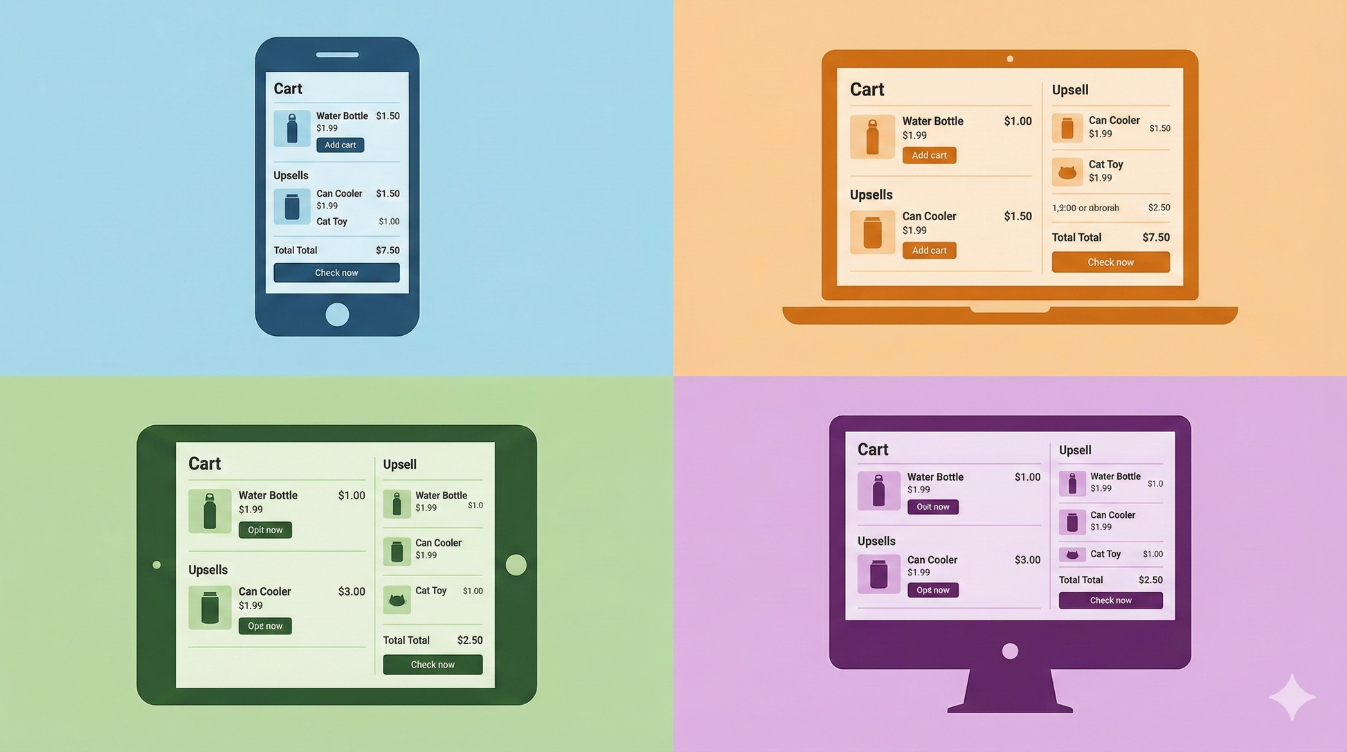 Checkout flow infographic showing smart cart upsells, trust signals, and fast pay options 