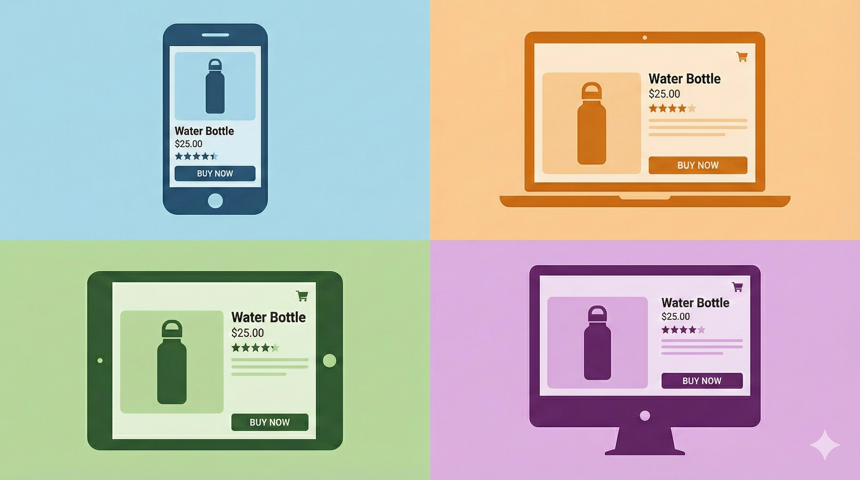 Onsite UX infographic showing conversion-focused shopping experience across mobile, desktop, and tablet 